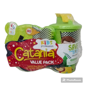 Lunch Box Catania Set + botol minuman / Box Kotak Bekal Anak / Kado Souvenir Ultah Tempat Makan Sekolah merek biggy elecstor3