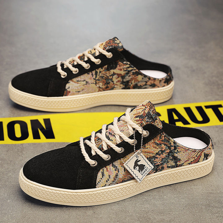 EIFAK Half Slippers for Men Mules Canvas Shoes 2023 New Korean