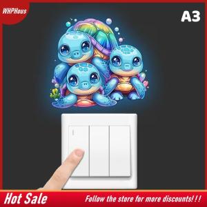 【COD】🔥🔥🔥 Glow-in-the-Dark Switch Stickers Penguins Elephants Design Self-Adhesive Removable Wall Stickers Suitable For Switches & Outlets