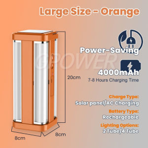 GPower Solar Camping Lamp Portable Waterproof Outdoor Emergency Light 4000mAH Rechargeable Searchlight