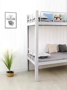 Double Decker Bed Frame Double Bed Loft Bed High Low Staff School Dormitory Bed Apartment Bed Sheet Double Iron Bed Construction Double Layer Steel Frame Bed