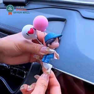 【Special Offer】Swinging Dashboard Ornament Sliding Car Decoration for Dashboard Rearview Mirror Hanging Plush Doll Anti Slip Base Car Interior Accessories for Women Girls Couples Gifts for Car Vehicle Motorcycle