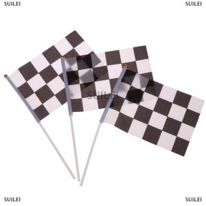 [COD] PkYeG ธงนักแข่งธงโบกมือสี่เหลี่ยมขาวดำ10ชิ้นธงสำหรับแข่งธงรถยนต์