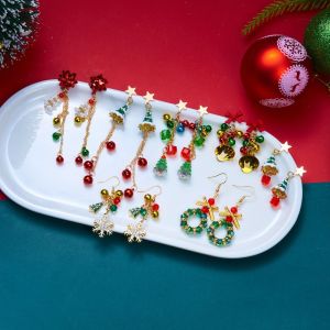 FANGAN Rhinestone Christmas Earrings Snowflake Bell Christmas Jewelry Vintage Christmas Tree Xmas Drop Dangle Stud Christmas