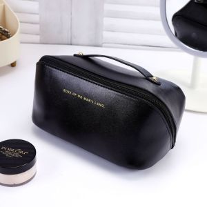 𝗟𝗮𝗿𝗴𝗲-𝗖𝗮𝗽𝗮𝗰𝗶𝘁𝘆 Pillow Makeup Bag Soft PU Leather Portable Cosmetic Bag Double Layer Travel Toiletries Storage Bag Pouch