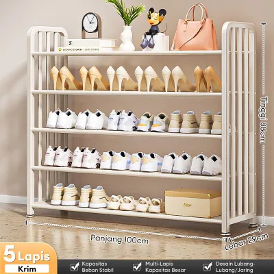 Rak Sepatu Susun Stainless Steel Sepatu Sandal Besi Besar Kokoh tempat sepatu portable