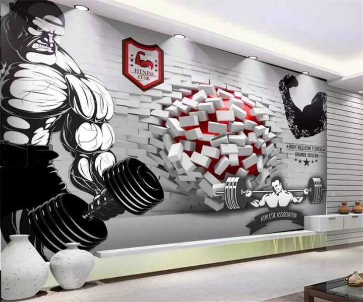 Papier Peint 3D Gym Sport – Autocollant Mural – Motif Photo – Neuf – Décoration Moderne