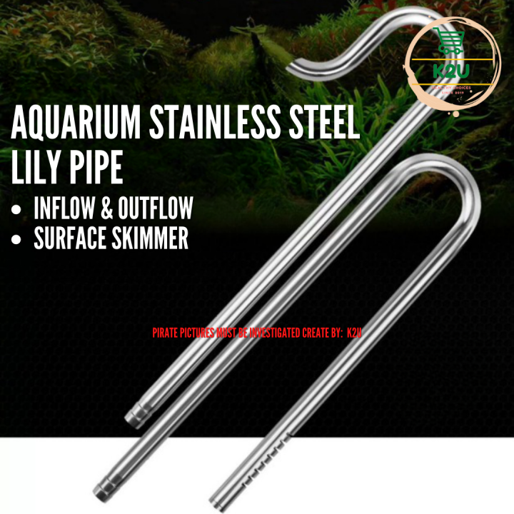 AQUARIUM Stainless Steel Lily Pipe Inflow & Outflow Set / Surface