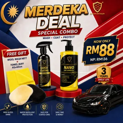 【CP CAR Detailer】CP CAR Detailer - Merdeka Combo Set Nano Car Shampoo 500ml+Mini Quick Coating 250ml Car Coating