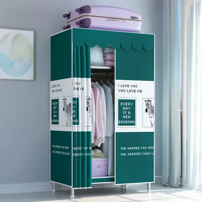 Leego Portable Wardrobe Various Design Pattern Cover Curtain Storage Clothes Almari Baju Curtain Wardrobe Pakaian Gantung Baju Storage Rack Coats
