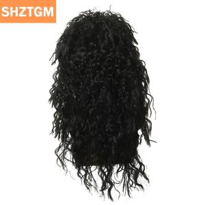 [COD] SHZTGM วิกผมหยิกยาวสีดำสำหรับผู้ชายวิกผมคอสเพลย์สังเคราะห์เครื่องทำเส้นใยสูงฟูสำหรับปาร์ตี้ร็อคไนต์คลับวิกผม