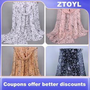 【ZTOYL】 Womens Fashion Scarves Musical Note Print Ladies Soft Chiffon Infinity Scarf New
