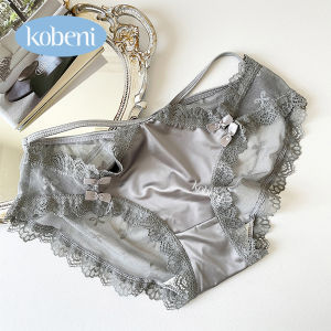 KOBENI กางเกงในผู้หญิง ผ้าเรยอน Thongs เอวต่ํา เซ็กซี่ เข็มขัดกลวง แต่งขอบลูกไม้ นิ่ม ลื่น ยืดดี ใส่สบาย