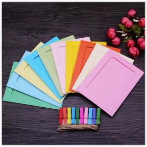 10 pcs Kraft Paper Photo Frame DIY Hangging Album Clip