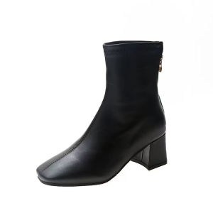 bestseller high quality martin boots for women korean fashion soft leather chunky high heels ankle boots Ins skinny boots