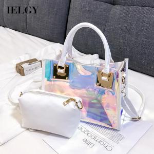 IELGY womens korean style transparent fashion one shoulder small square bag