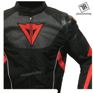Jaket Motor Pria DND90 list hitam Full Pelindung Bahu dan sikut Corduroy