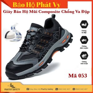 Giày Bảo Hộ Lao Động BD53 Composite Mũi Chống Va Đập Đế Kevlar Chống Trượt Chống Đinh Thoáng Khí Có Tặng Tất - Phat Vy Safety