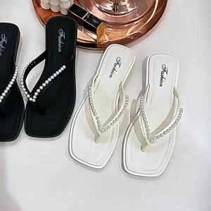 [Free Shipping] WomenS Flip-Flops For Outdoor Wear 2026 New Summer Versatile Flat-Soled Sandals Pearl Beach Sandals