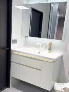 CraftedLiving SG- Bathroom Vanity Set with Thickened Honeycomb Aluminum& Integrated Ceramic Basin and Ocean Pattern Sink