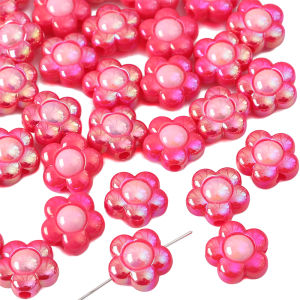 4-10ชิ้นชุบอะคริลิค16มม. ลูกปัดดอกทานตะวันสองสีแบบทำมือสำหรับสร้อยคอสร้อยข้อมือพวงกุญแจทำเครื่องประดับ DIY