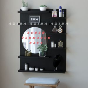 Rak Rias Make Up Dinding Tempel Gantung Kayu Kaca Susun Kosmetik Minimalis Dekorasi Serbaguna