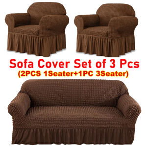 3 in 1 Set Seersucker Sofa Covers Stretchable Thicken Sofa Slipcover Sofa Couch Cover with Skirt