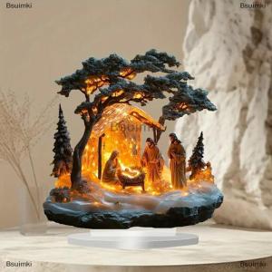 [COD] Bsuimki Flat Acrylic Christmas Moon House Exquisite Home Decoration Can Stand Tabletop Decoration Bedroom Living Room Decoration