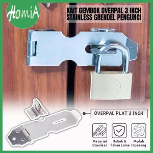 Kait Gembok Kunci Pintu Overpal 3 Inch Stainless Door Lock Latch Grendel Anti Maling - HOMIA