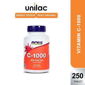 NOW Suplements Vitamin C 1000 250 Tablets - Vitamin C-1000mg With Rosehips | Vitamin Untuk Daya Tahan Tubuh | Vit C