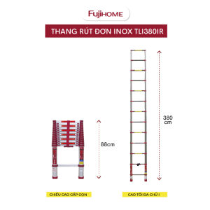 Thang nhôm rút đơn Nhập Khẩu 38M - 5M gấp gọn chính hãng FUJIHOME thang rút xếp gọn gia đình đa năng