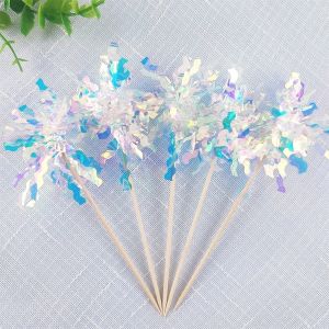 COOLSOOL 5Pcs/Set Colorful Cake Topper Glitter Rainbow String Rainbow Tassel Topper Festive Flowing Style Cupcake Topper Birthday Party