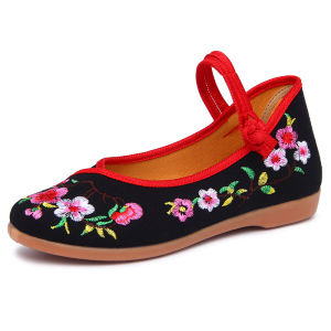 Free Shipping Spring And Autumn Season WomenS Flat Shoes Traditional Chinese Style Hanfu Shoes With A Tendon Sole New Chinese Style Mid-Top Embroidered Shoes Suitable For Mothers