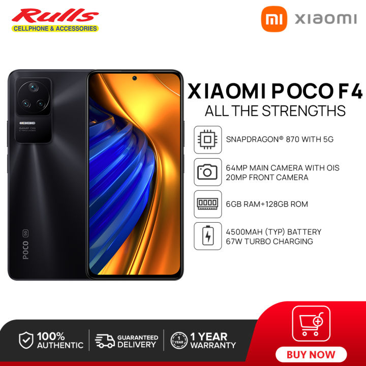 Xiaomi POCO F4 5G Cellphone, 6GB RAM+128GB ROM, Snapdragon 870 with 5G, 120Hz 6.67” AMOLED DotDisplay, 64MP main camera with OIS, 67W turbo  charging