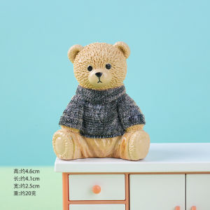 AU Gấu Teddy búp bê dễ thương áo len chất liệu resin dùng trang trí nhà cửa văn phòng xe hơi quà tặng văn hóa sáng tạo đồ chơi trendy.