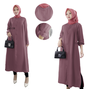Ayra Long Tunik Wanita Lengan Panjang Jumbo BUSUI Motif Polos Shakira Premiun Terbaru L XL XXL