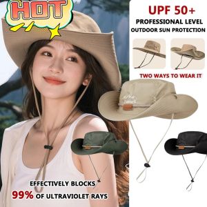 Bucket Hat Sun Protection Wide Brim Adjustable Chin Strap Lightweight Quick Dry Outdoor Travel Hiking