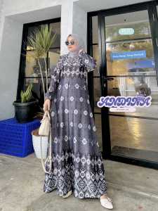 Gamis Maxmara Lux Motif Hujan Ready Jumbo Busui Friendly Best Seller Murah Meriah Gamis Pesta Cocok Untuk Seragaman