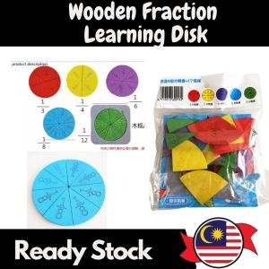 Ready Stock Wooden Fraction Learning Disk Primary School students mathematics teaching aids round fraction educational