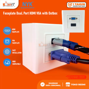 Saklar GPO HDMI VGA Stop Kontak Faceplate Dual Port HDMI + VGA dengan Outbox NYK