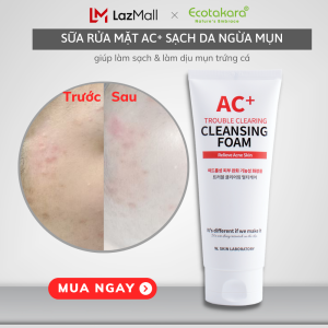 Sữa rửa mặt cho da dầu mụn W.Skin Laboratory AC+ CLEARING CLEANSING FOAM (150ml) xuất xứ Hàn Quốc {Có tem phụ nhập khẩu chính ngạch}