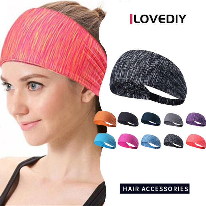 [ilovediy] Women Sport Elastic Striped Headbands Running Yoga Head Band