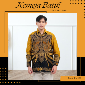 Kemeja Atasan Batik Lengan Panjang Pria Modern Kekinian Motif 140 Bahan Katun Adem Dan Nyaman