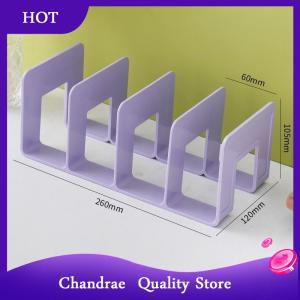 [Chandrae] ที่ตั้งหนังสือ4ตารางชั้นหนังสือตั้งโต๊ะสำหรับตกแต่งชั้นหนังสือที่เก็บหนังสือที่วางหนังสือเครื่องเขียนในโรงเรียนสำนักงานอุปกรณ์จัดเก็บไฟล์