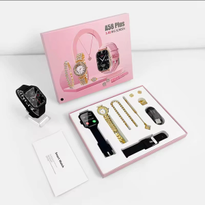 A58 Plus Smart Watch Women AMOLED Bluetooth Call Jewelry Gift Set Bracelet Necklace Ring Earring Jam Tangan Pintar Wanita