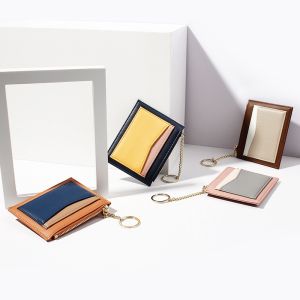 MINGKE Thin Wallet Card Holder for Women Zipper Key Chain Creative Minimalist