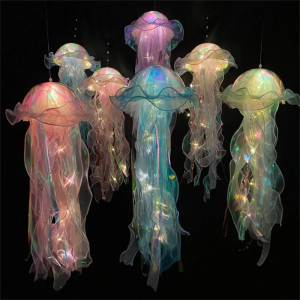 Theme Party Decor LED Glowing Jellyfish Lantern Under the Sea Colorful Jellyfish Lamp Ocean Theme Party Decorations