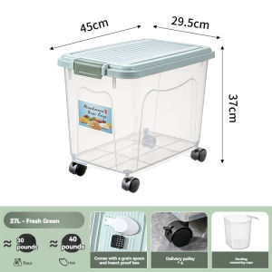 30KG Rice Dispenser and Storage with measuring cup Automatic Graduated Plastic Double Sealed Rice Bucket Storage Box Grain Dispenser Box Japanese-Style Food Container Moisture-Proof and Insect-Proof for Kitchen