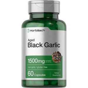 Viên uống Black Garlic 1500mg Horbaach [Hàng Mỹ] - ✔ Giúp giảm choles-terol hỗ trợ hệ tim mạch.  ✔ Tăng cường hệ miễn dịch và hệ hô hấp.  ✔ Cải thiện sức khỏe tiêu hóa và hệ đường ruột.