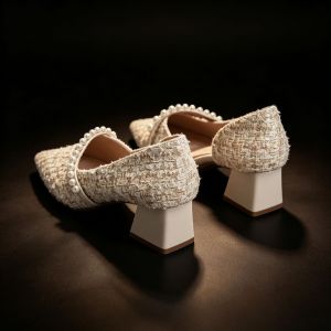 Free Shipping WomenS Single Shoes Chunky Heels 2026 New Spring Collection Versatile Gentle Elegant And Stylish With A Pointed Toe And A Mid-To-High Heel